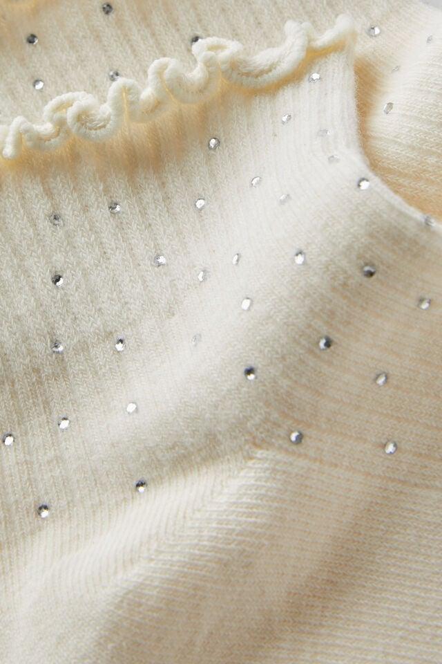 Cotton On Diamante Frill Ankle Sock Pearl