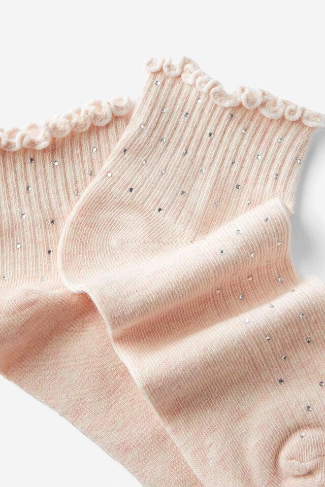 Cotton On Diamante Frill Ankle Sock Pink