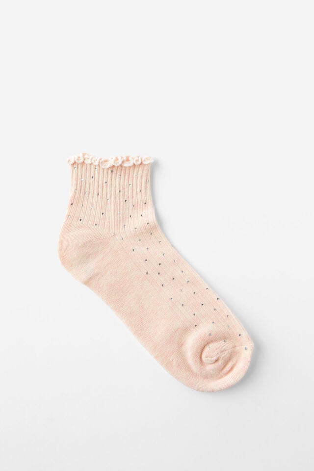 cotton on Diamante Frill Ankle Sock pink
