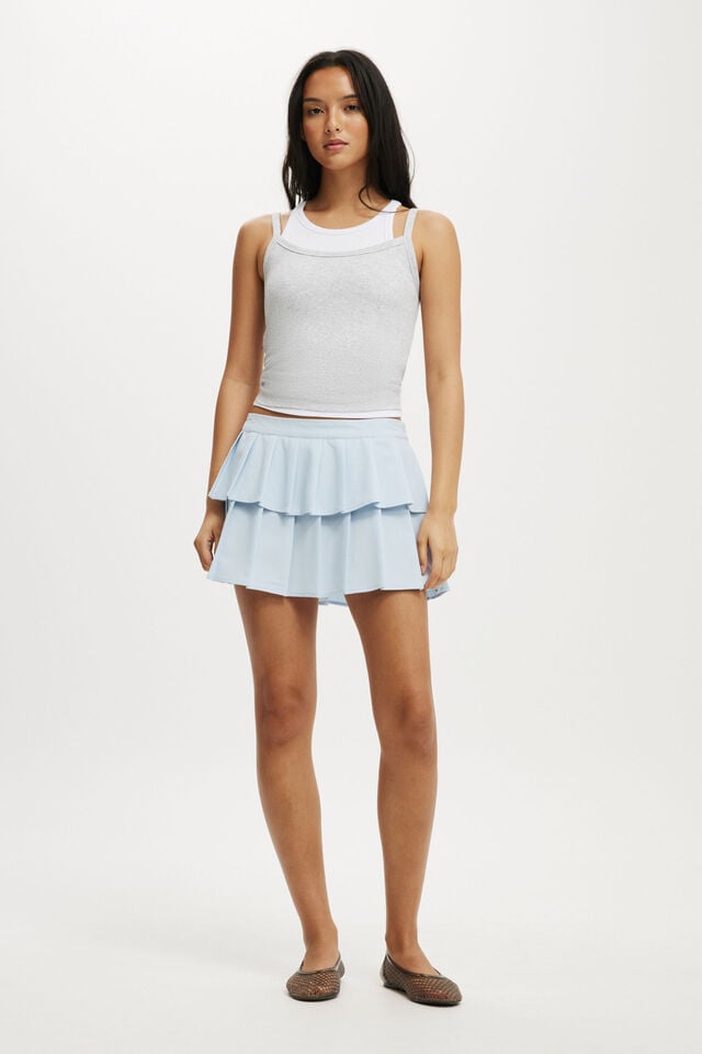 Cotton On Double Pleated Mini Skirt Daydream Blue