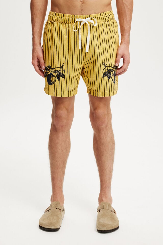 Cotton On Easy Short Yellow Fruits Stripe