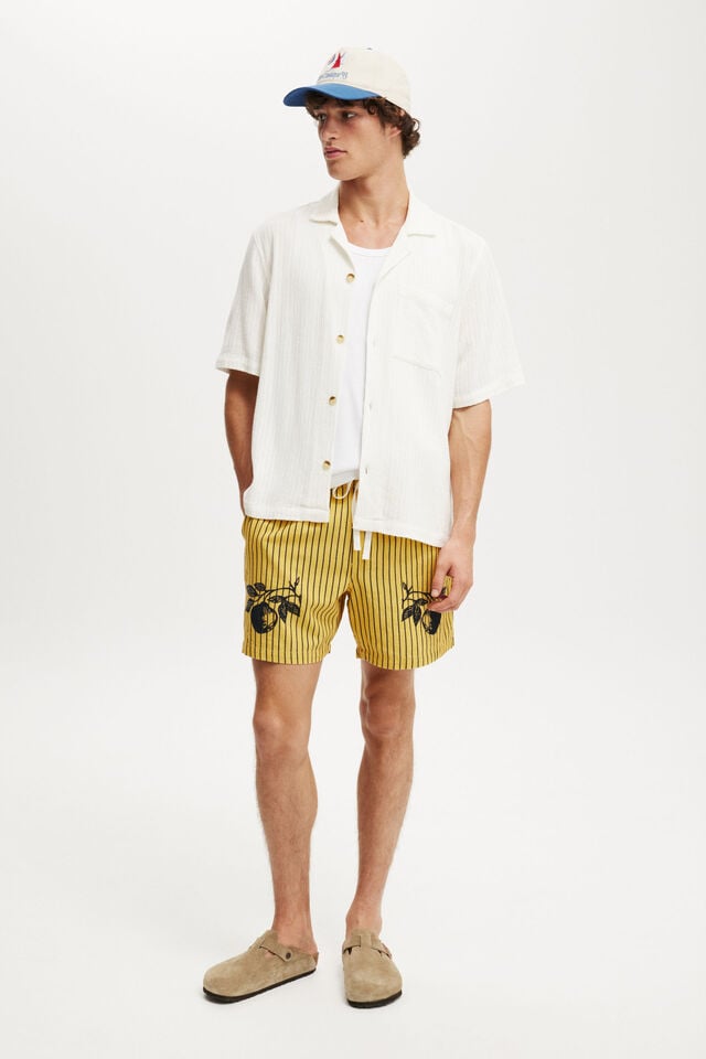 Cotton On Easy Short Yellow Fruits Stripe