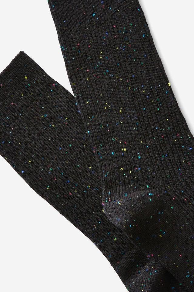 Cotton On Easy Sock Black Fleck