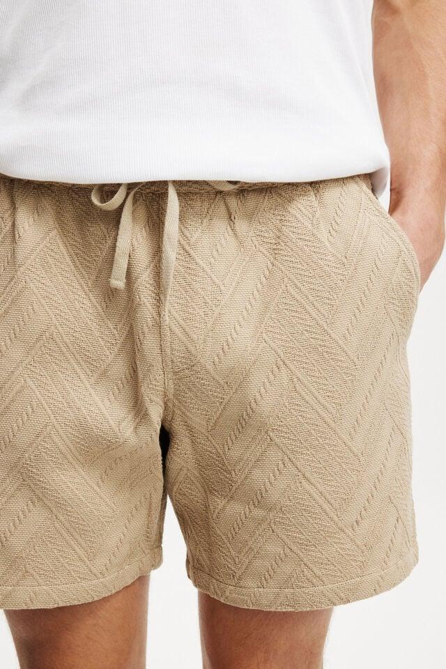 Cotton On Elevated Easy Short Taupe Herringbone