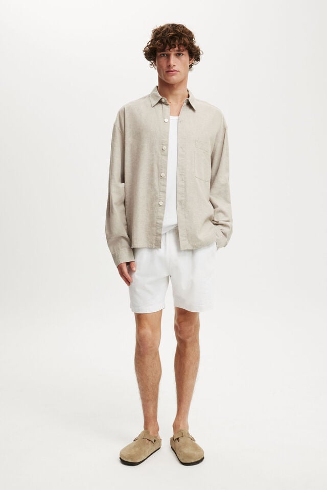 Cotton On Eli Long Sleeve Shirt Textured Oatmeal