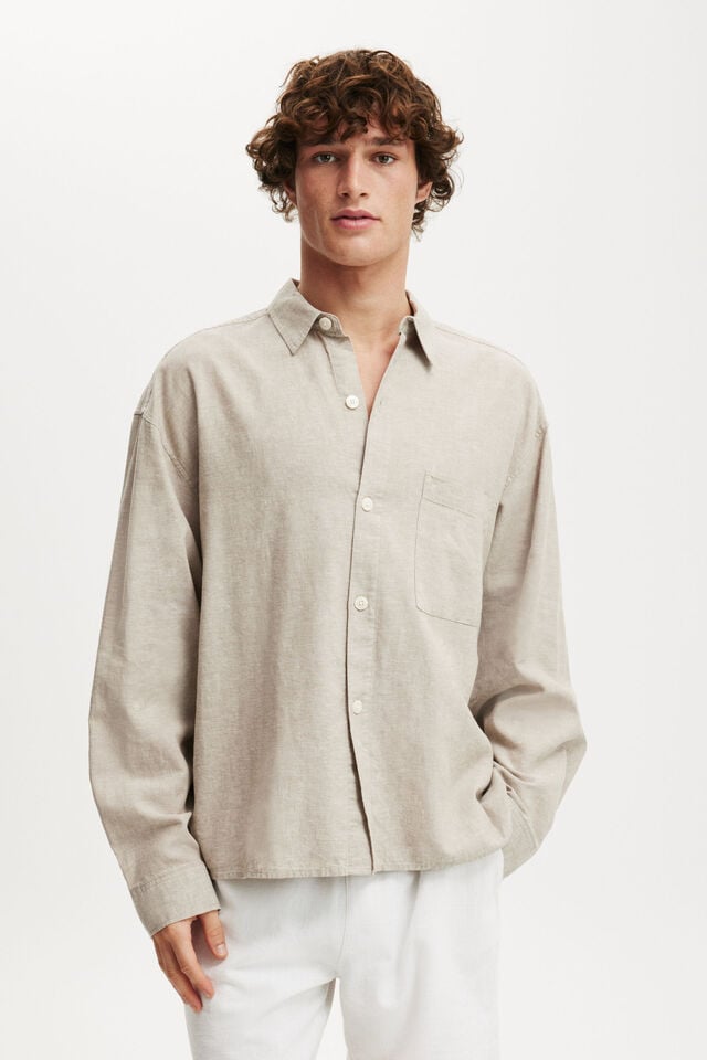 cotton on Eli Long Sleeve Shirt textured oatmeal
