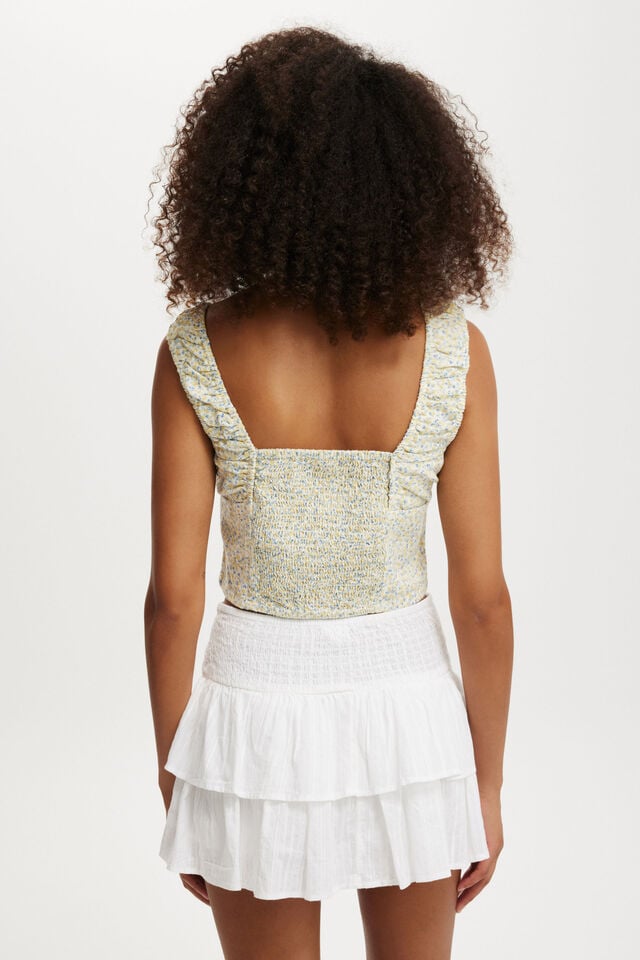 Cotton On Ella Corset Top Isabelle Floral Lemon