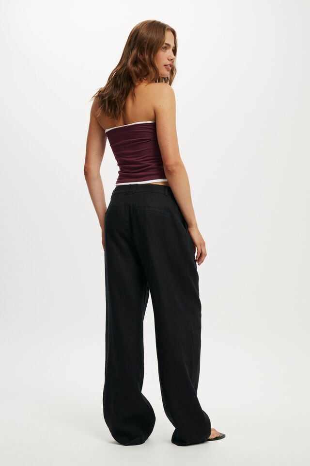 Cotton On Elle Linen Wide Leg Suiting Pant Black