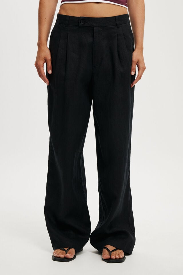 Cotton On Elle Linen Wide Leg Suiting Pant Black