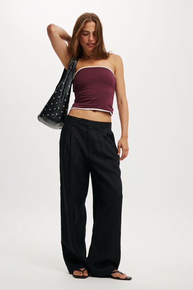 cotton on Elle Linen Wide Leg Suiting Pant black