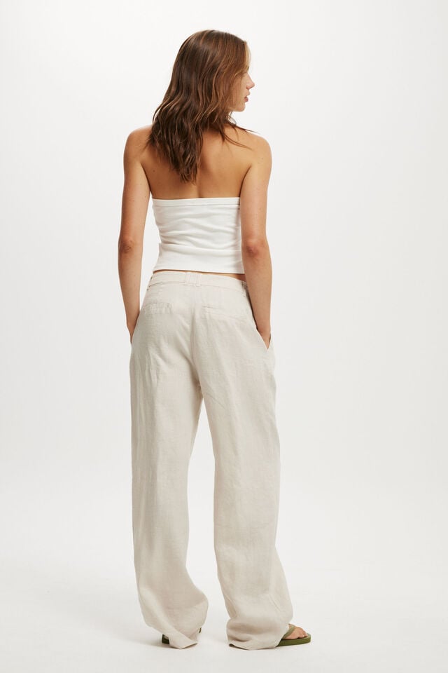 Cotton On Elle Linen Wide Leg Suiting Pant Natural