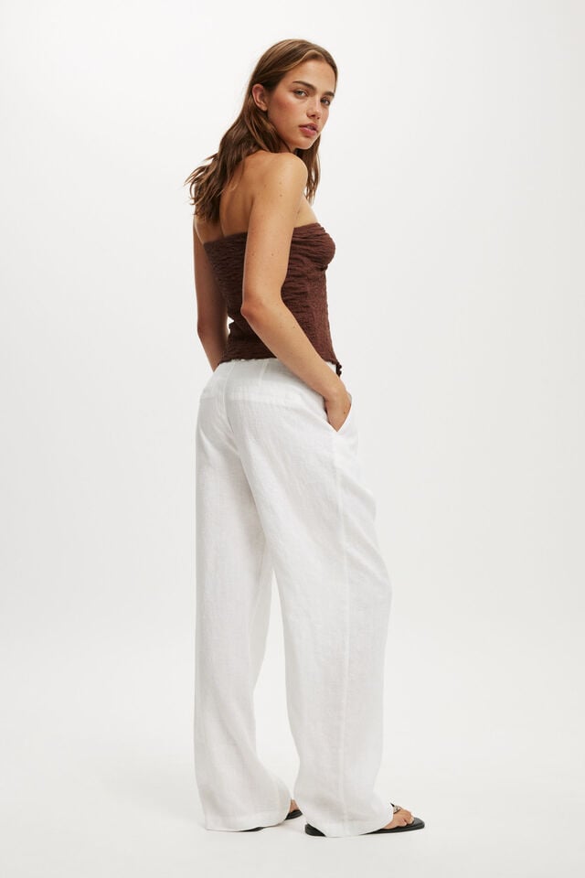 Cotton On Elle Linen Wide Leg Suiting Pant White