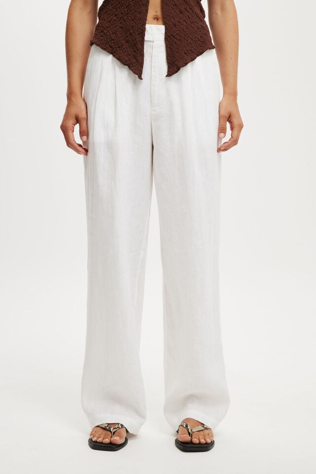 Cotton On Elle Linen Wide Leg Suiting Pant White