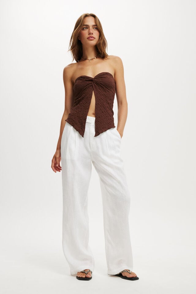 cotton on Elle Linen Wide Leg Suiting Pant white