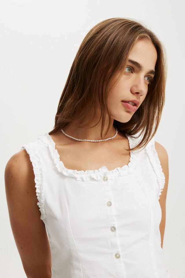 Cotton On Emily Ruffle Top White