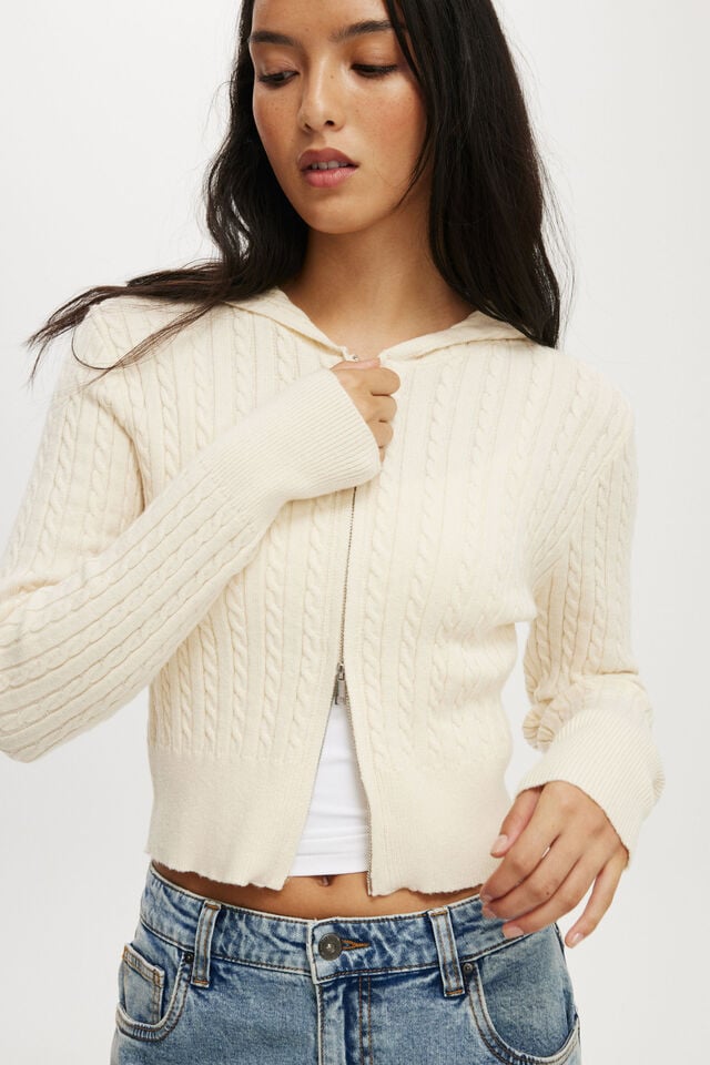 Cotton On Everfine Double Zip Up Hoodie Porcelain