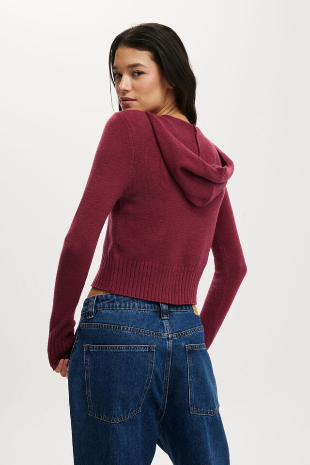 Cotton On Everfine Double Zip Up Hoodie Rich Plum