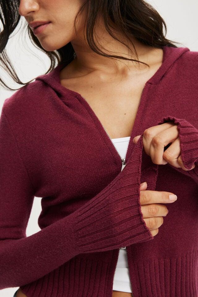 Cotton On Everfine Double Zip Up Hoodie Rich Plum