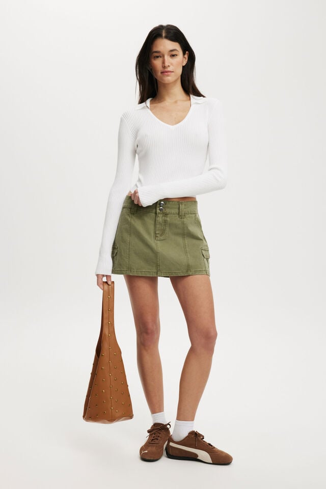 Cotton On Everfine Rib V-Neck Polo White