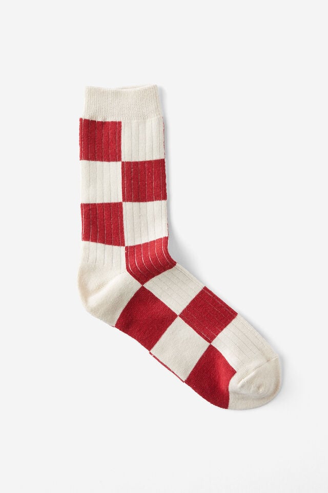 cotton on Fashion Sock bone/red checker