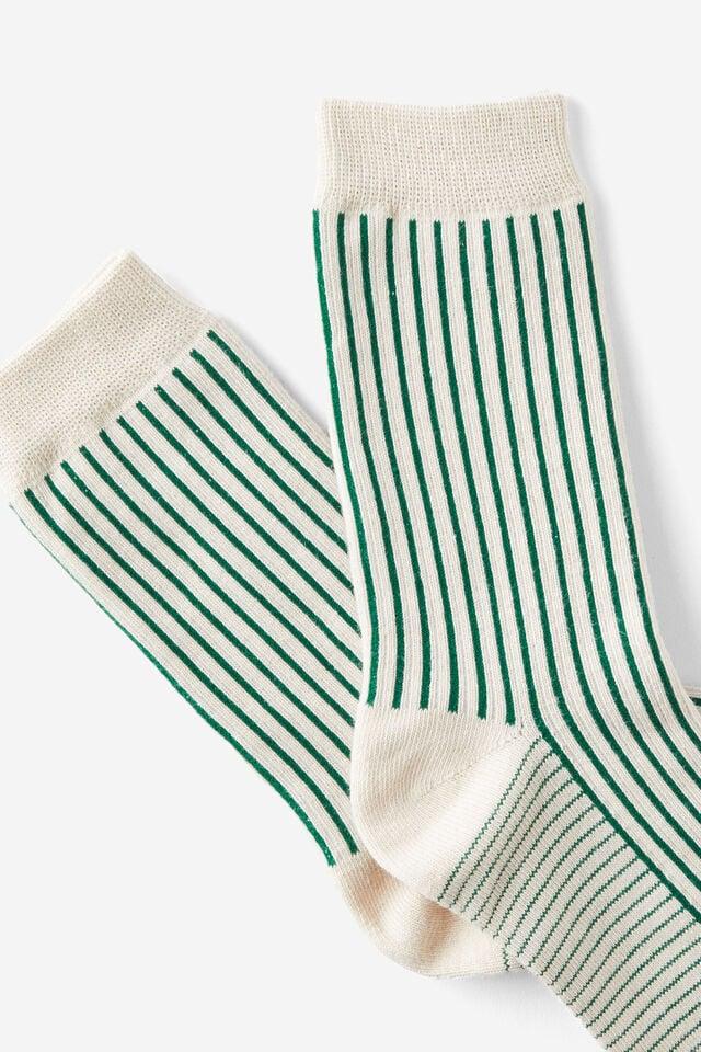 Cotton On Fashion Sock Bone/sweet Green/stripes