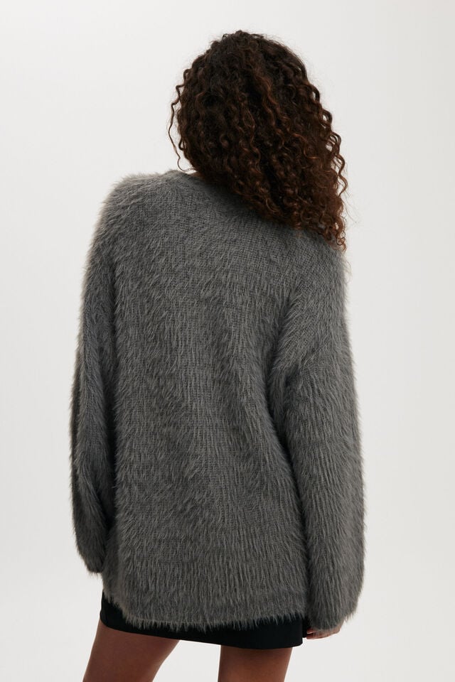 Cotton On Faux Hair Rib Sweater Graphite