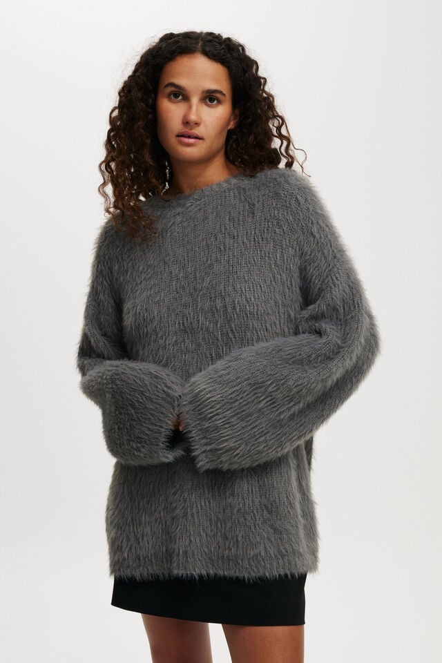 cotton on Faux Hair Rib Sweater graphite