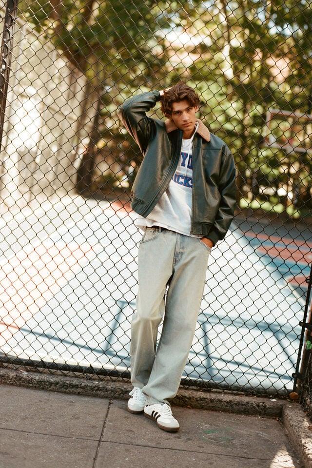 Cotton On Faux Leather Flight Jacket Dark Emerald