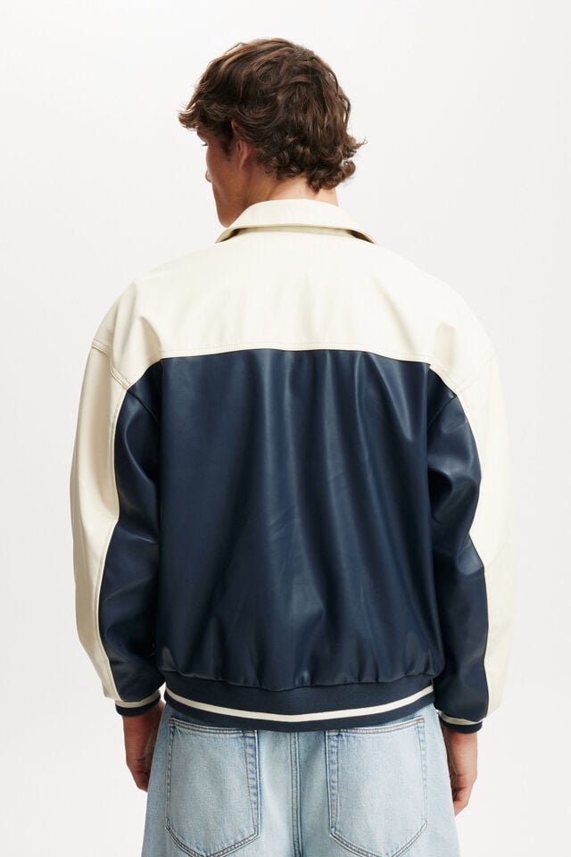 Cotton On Faux Leather Western Jacket Vintage Navy