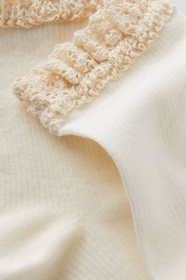 Cotton On Femme Frill Mid Crew Sock Cream