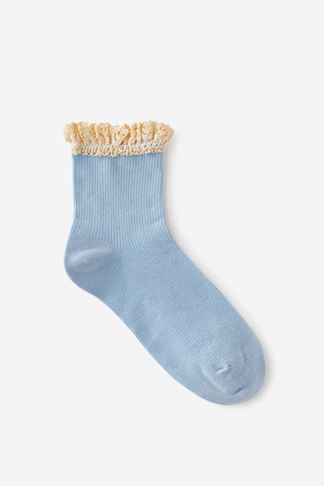cotton on Femme Frill Mid Crew Sock dusk blue