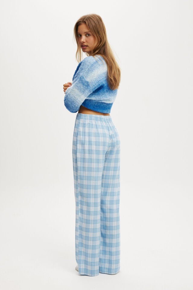 Cotton On Flannel Wide Leg Pant Blue Gracie Check