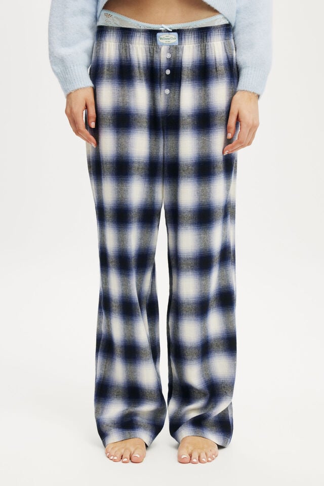 Cotton On Flannel Wide Leg Pant Navy White Check