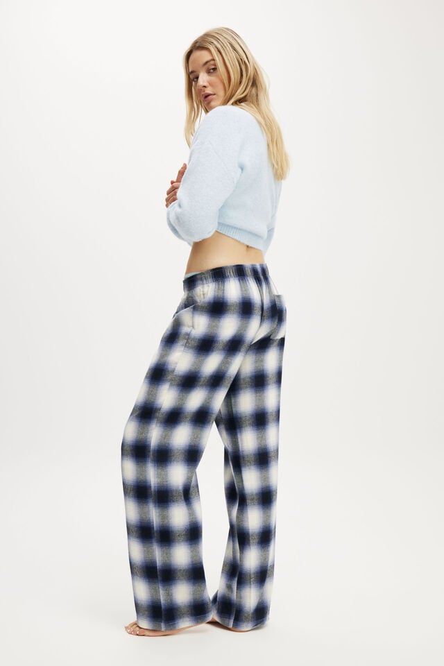 Cotton On Flannel Wide Leg Pant Navy White Check