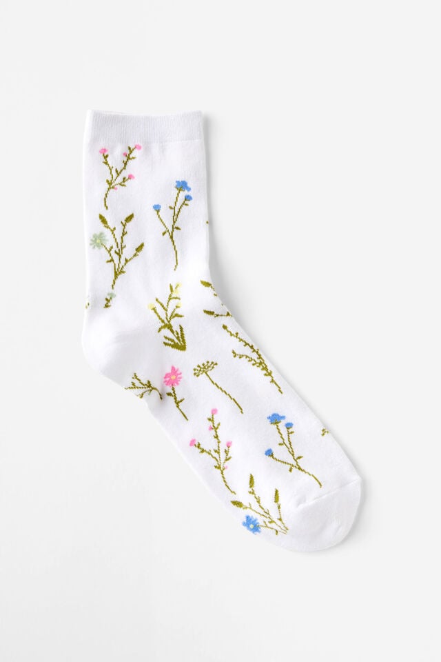 cotton on Floral Crew Sock white