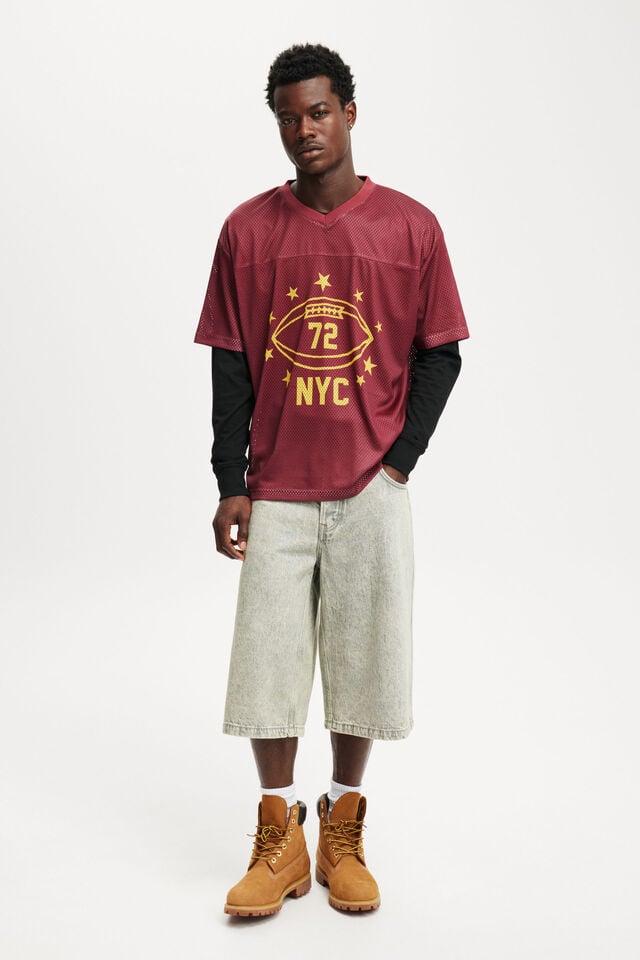 Cotton On Football Jersey Burgundy/nyc Stars