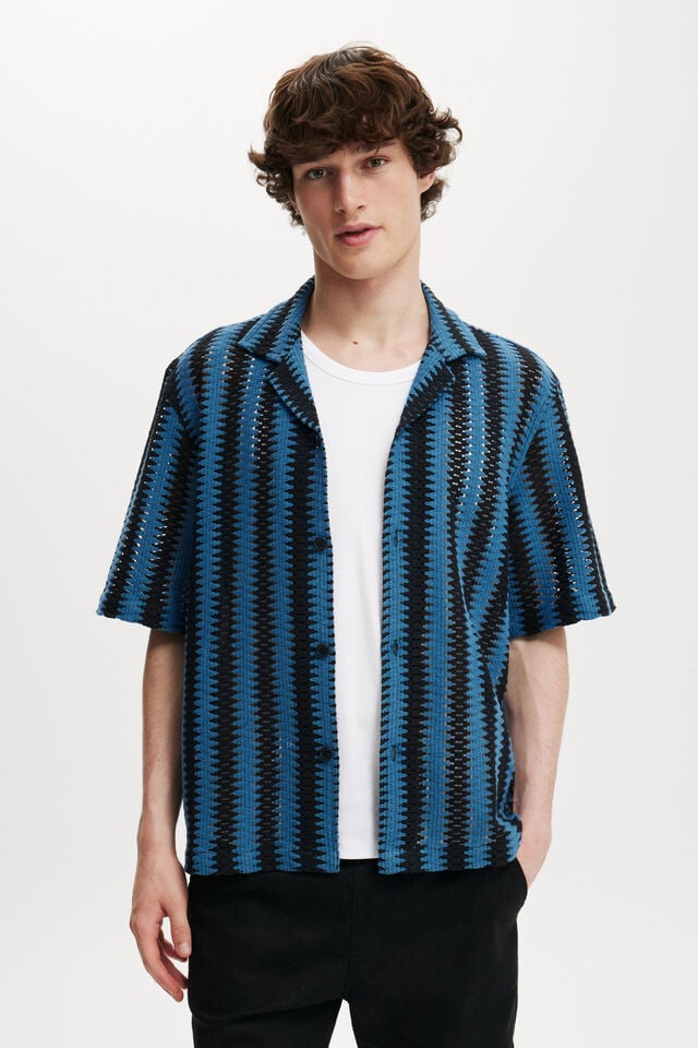 cotton on Freemont Short Sleeve Shirt cobalt weave