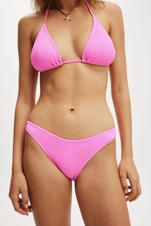 Cotton On Full Bikini Bottom Knockout Pink Crinkle