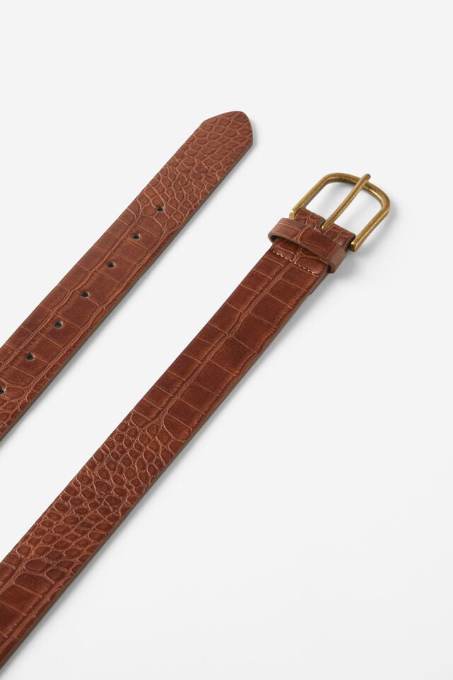 Cotton On Gator Belt Brown/burnished Brass