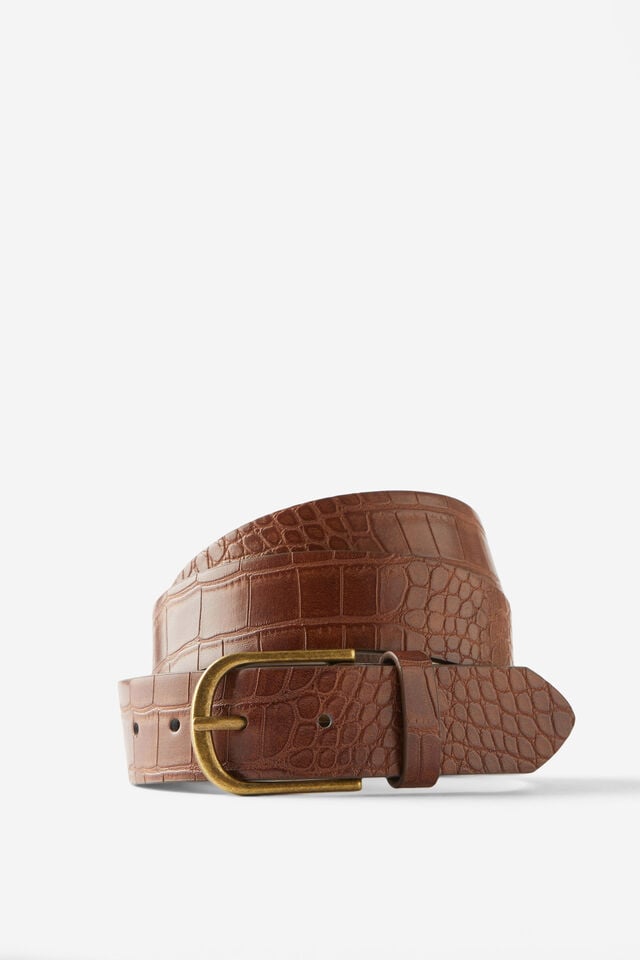 Cotton On Gator Belt Brown/burnished Brass