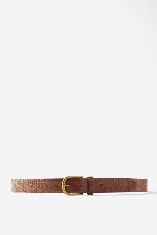 cotton on Gator Belt brown/burnished brass