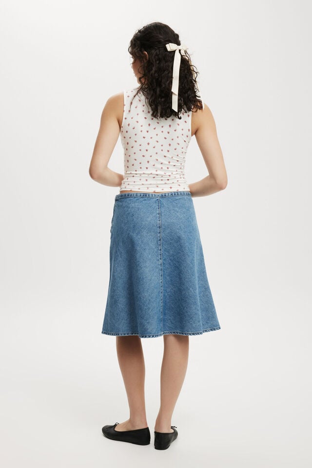 Cotton On Gigi Denim Midi Skirt Dream Blue