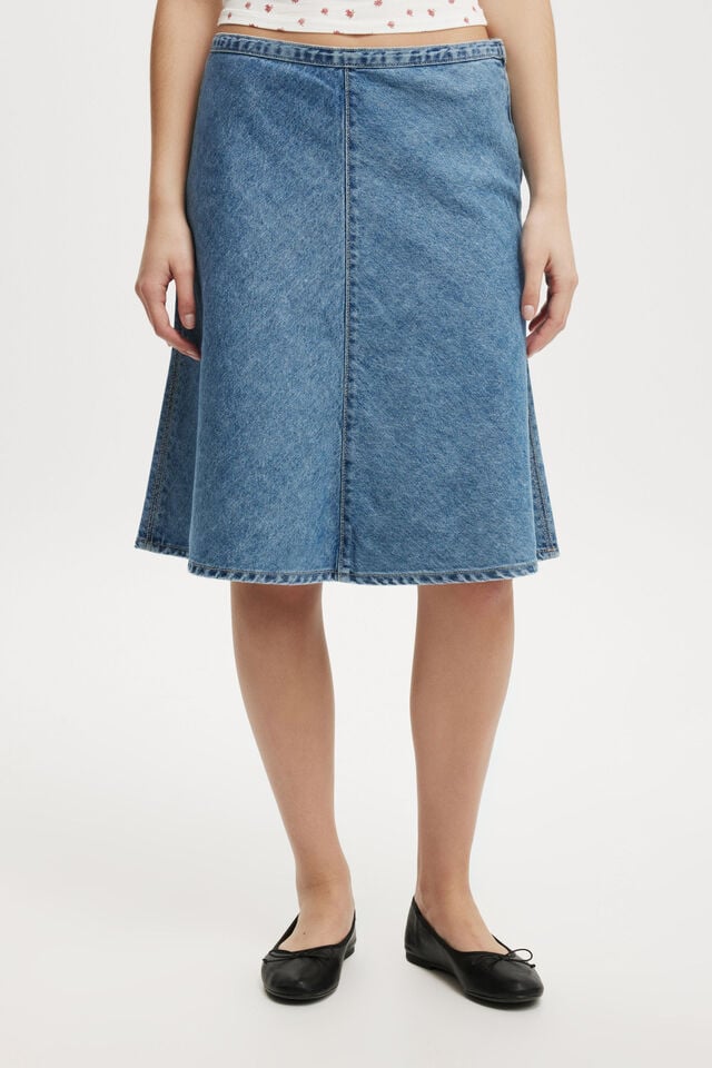 Cotton On Gigi Denim Midi Skirt Dream Blue