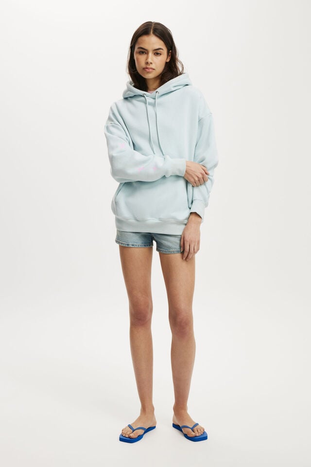 Cotton On Graphic Fleece Hoodie Bloom / Powder Green