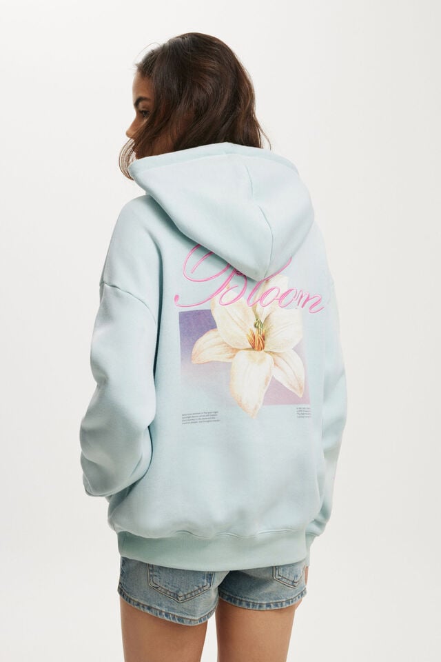 Cotton On Graphic Fleece Hoodie Bloom / Powder Green