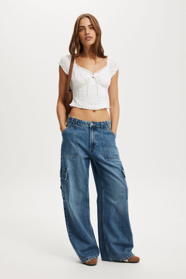 Cotton On Greta Frill Sleeve Blouse White