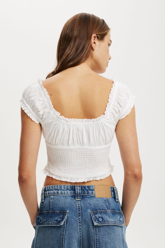Cotton On Greta Frill Sleeve Blouse White