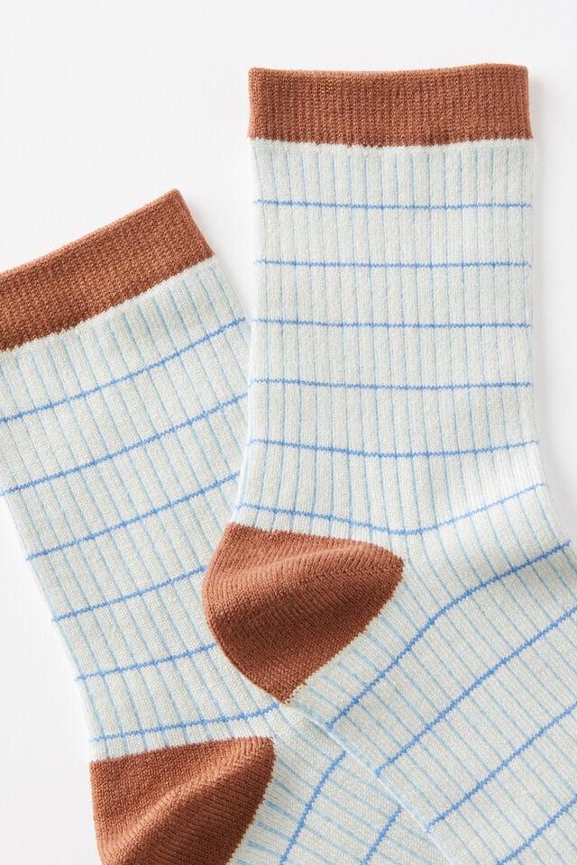 Cotton On Grid Pattern Crew Sock Seamist