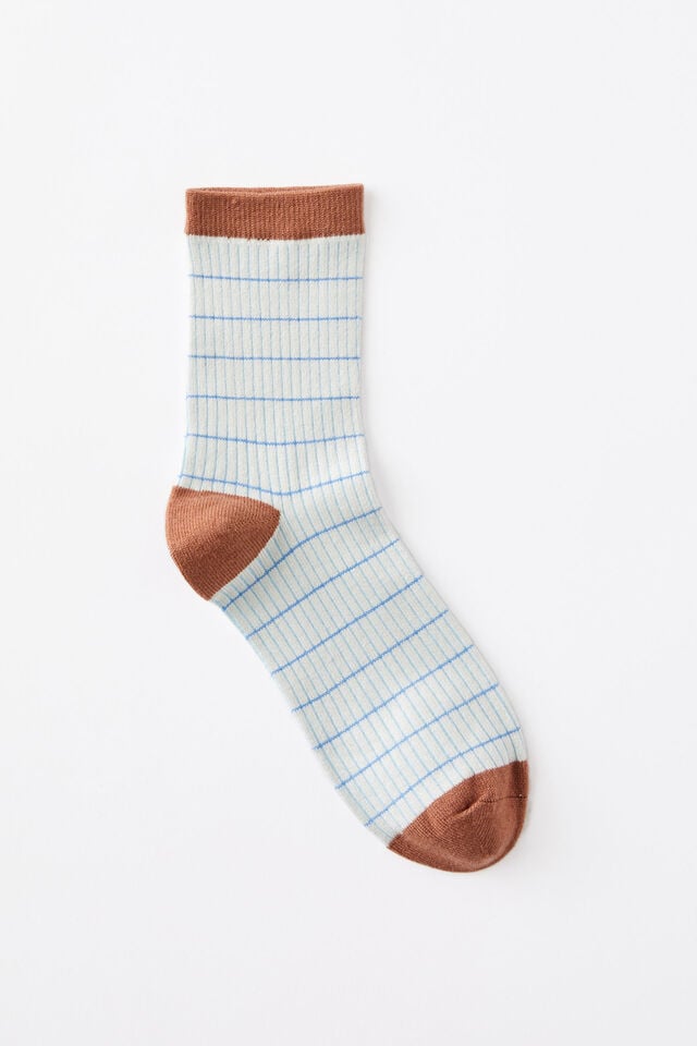 cotton on Grid Pattern Crew Sock seamist