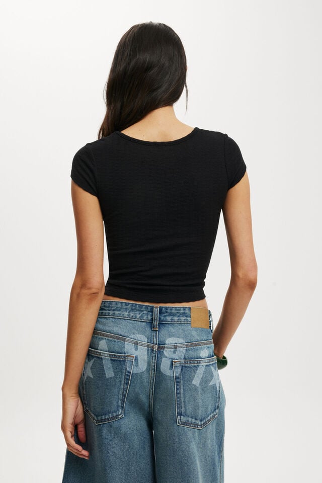 Cotton On Hailey Textured Short Sleeve Black